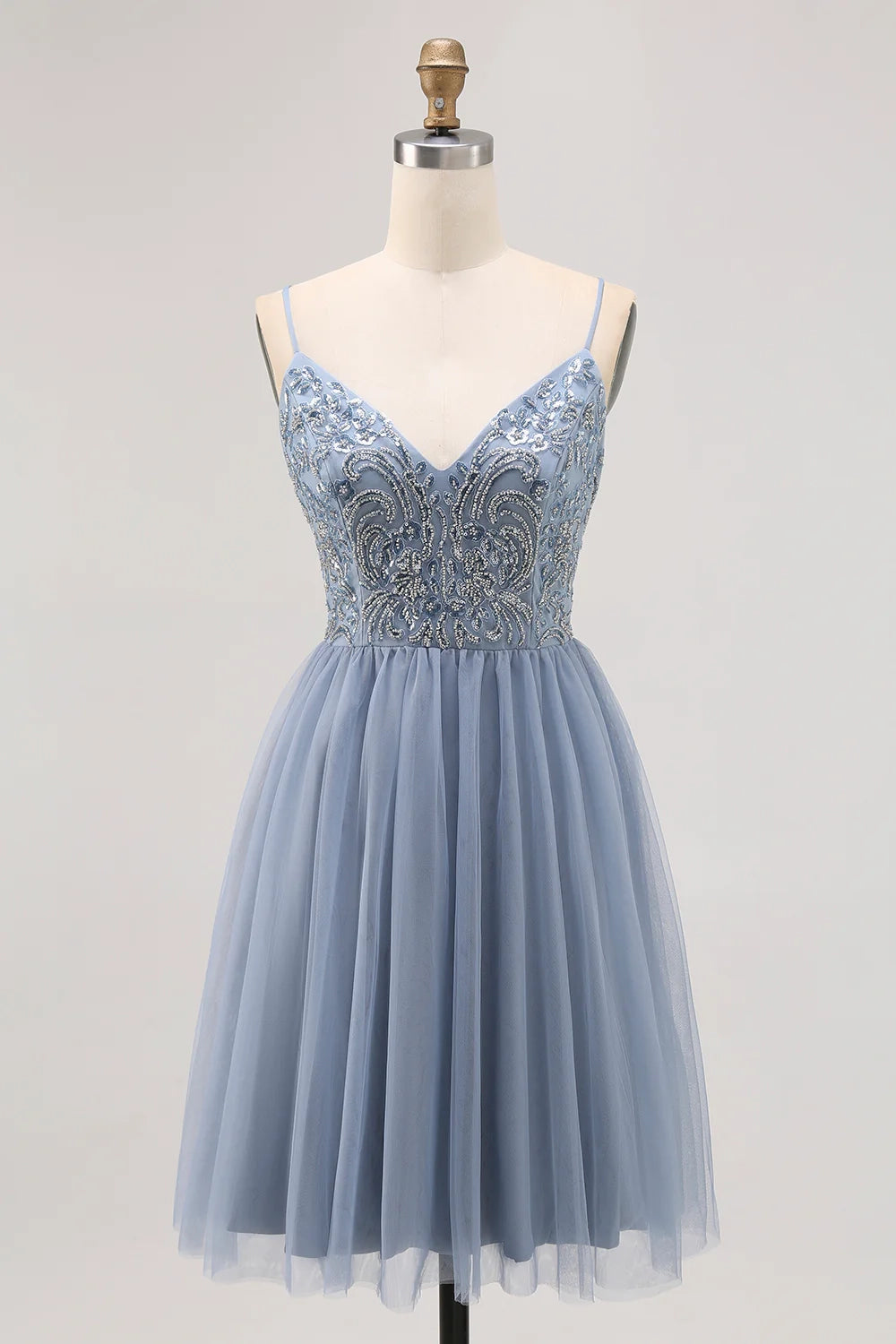 DingJi Wedding Sparkling sheer A-line short bead Homecoming Dresses